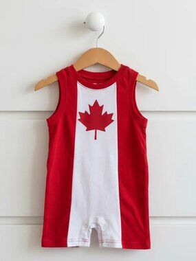 Place Canadian Flag Red/White Colourblock Sleeveless Romper 9-12 Months